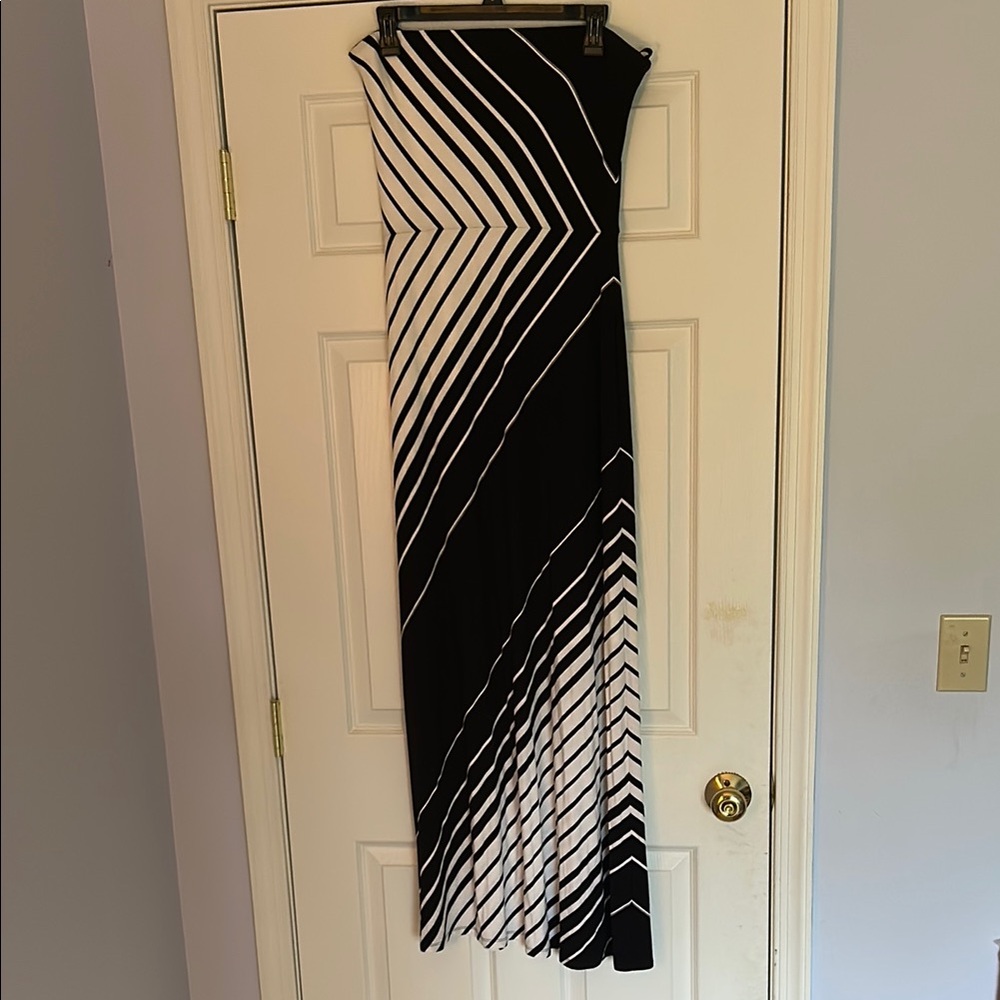 White House Black Market Geometric Black and White Maxi Dress